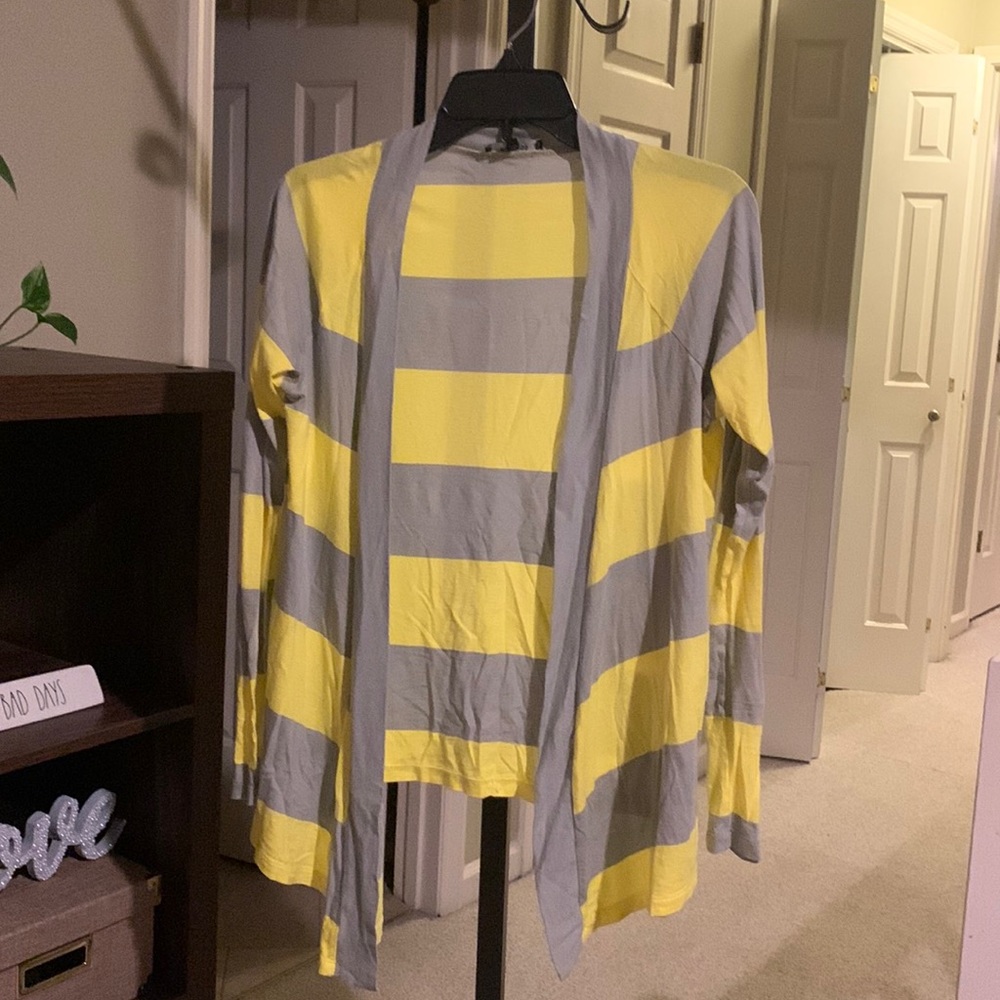 Yellow and Gray Express striped cardigan
